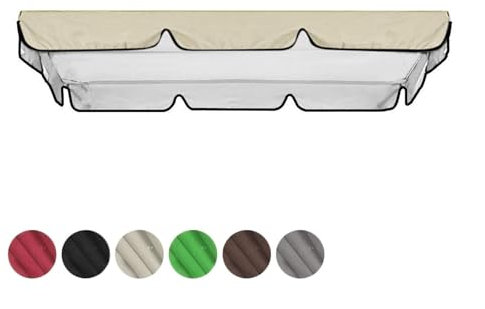 TYBEITAO 600D Hochwertiges,Silberbeschichtetes Oxford-Gewebe Hollywoodschaukel Dachbezug für Terrasse,Rasengarten,Party Hollywoodschaukel Ersatzteile,Beige-190 * 132 * 15cm