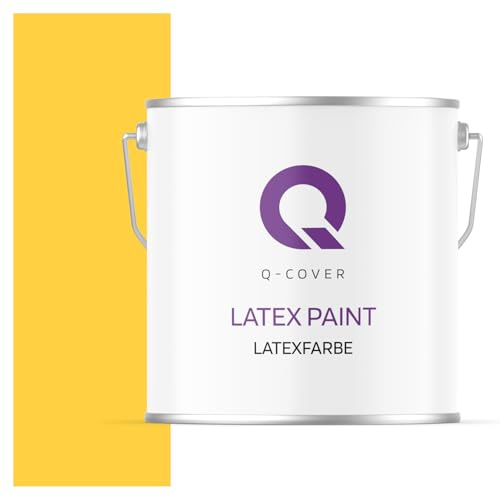 Q-COVER Latexfarbe 5L Golden – Matte Innenfarbe für Wand & Decke, Klasse 3, Hohe Deckkraft, Scheuerfest
