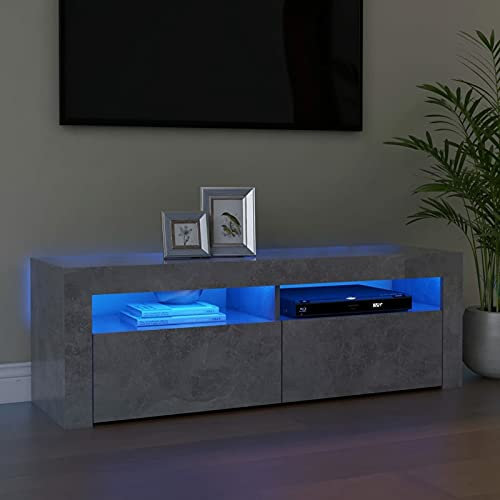 Buzaza TV-Schrank mit LED-Beleuchtung Betongrau 120x35x40 cm Schrank Tv Fernsehertisch Tv Aufsatz