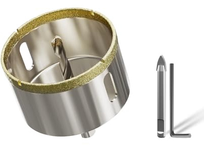 CSOOM 65mm Glasbohrer Lochsäge mit 2*Zentrierbohrer,Bohrkron Fliesenbohrer für Glas, Fliese, keramisches, Marmor, Kalkstein