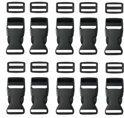 10 hebillas para correas de 20 mm de ancho, 10 unidades Tri-Glide Slide, hebillas de plástico ajustables, cierre de clip para cinturón, cinturón pélvico, hebilla de repuesto, correas de mochila