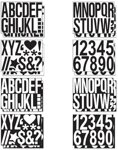 16 Hojas 10 cm Numeros y Letras Adhesivas, Blanco y Negro Pegatinas Numeros Adhesivos Vinilo y Letras Adhesivas Grandes, Autoadhesivas Pegatinas Letras Adhesivos para Scrapbooking, Buzón, Ventana
