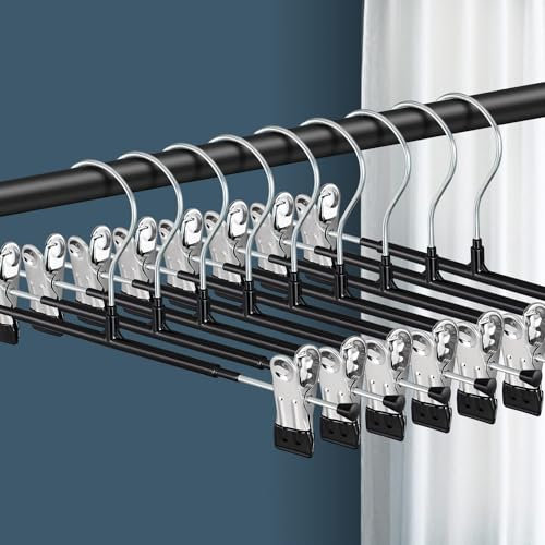 Bumodel 60 Stück 35,6 cm robuste Hosenbügel mit Clips, Metall-Hosenbügel für Jeans, rutschfest, platzsparend, Kleiderbügel für Erwachsene, Männer, Kinder, Babys
