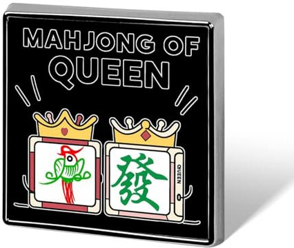 Quadratische Anstecknadel mit der Königin des Mahjong, Metall-Anstecknadel, individuelle Brosche, Gedenknadeln für Frauen und Männer