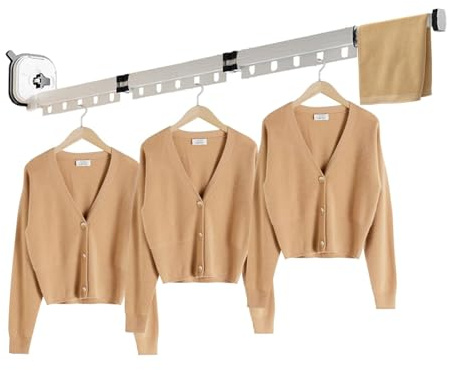 Stendino a parete - Stendino a parete con ventosa, parete a fisarmonica | Staffa da parete pieghevole retrattile salvaspazio per patio, balcone, parete della vetrata 'hotel