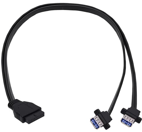 YARCHONN USB 3.0 - Cable de panel frontal, placa base 19/20pin Header Splitter a 2 USB adaptador hembra extensión cable para PC DIY -50CM