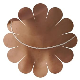 Cybche Boho Winzigen Samen Perlen Halskette Choker Weiß Perlen Halskette Kette Hochzeit Minimalistischen Reis Perlens Kragen Halsketten Schmuck Für Frauen