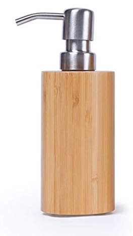 Dispenser quadrato per disinfettante per le mani, bottiglia in legno con pompa a pressione manuale, elegante dispenser di sapone per cucina e bagno, design ecologico