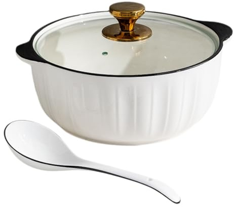Eleeonora Ceramic Casserole Dish With Lid,Traditional Clay Pot Cooking,Double Handle Lid Ceramic Tureen Soup,Large Capacity,Suitable For Microwave Oven,Steamer,Refrigerator