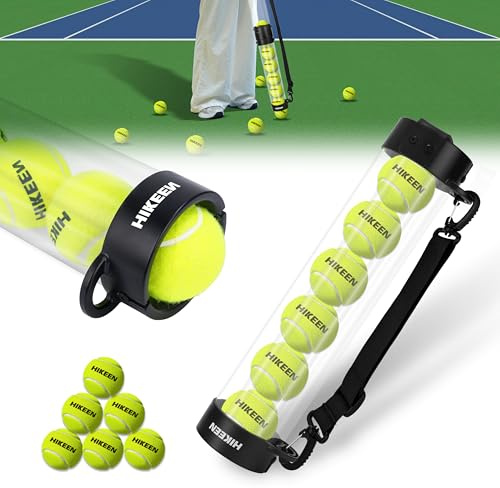 BOOSTEADY Raccoglitore Palline da Tennis Pratico con 12 Palline, Tubo Raccolta Rapida & Facile Riposo con Cinturino Regolabile