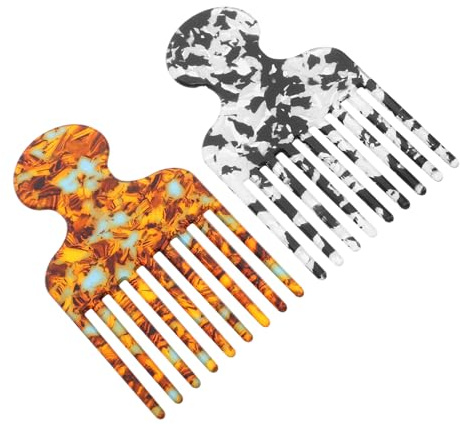 Pettine per Chioma Afro a Denti Fini in Acetato 2 Pezzi