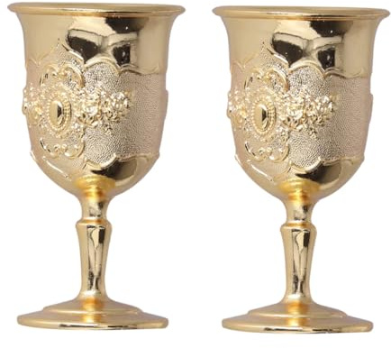 Ipetboom 2 piezas Copas de Vino Doradas Europeo de Copas Retro para Banquetes y Whisky Diseño Vintage Ligero y Fácil de Usar