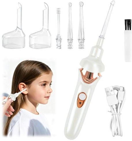 Pulizia Orecchie Elettrico, Pulisci Orecchie con Luce LED e Cavo di Ricarica USB, Aspira Cerume per Orecchie Sicuro e Confortevole, Aspiratore di Cerume Earsio per Adulti e Bambini