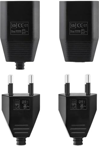 4 Stück Eurokupplung Flach, Eurostecker Flach Stecker, 250V, 2,5A Stecker 2 Polig, Eurostecker Flach für Schuko Stecker Flach, Geeignet für Tischlampen, Beleuchtungsgeräte.