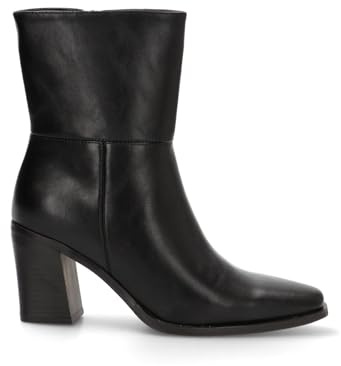 Etika Botas de Tacón Fino para Mujer, Bota de Media Caña con Diseño Arrugado (Slouchy) y Punta Fina, Tacón de 8cm, Modelo 11040 Negro - 39