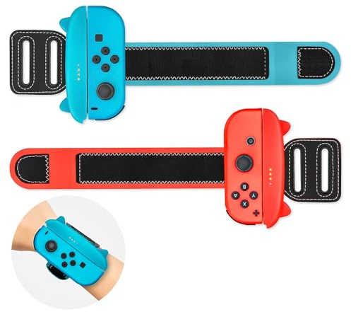 Zorplex 2 Stück Armbänder für Nintendo Switch/Switch OLED JoyCon Controller, 2 in 1 Verstellbare Elastische Armbänder Kompatibel mit Just Dance 2025-2021 und Zumba Burn It Up
