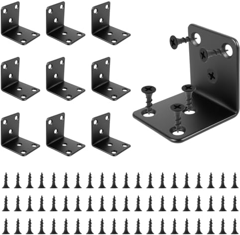 Black (40mm*40mm*38mm) 90 Degree 10 Pcs l Brackets for Wood with Screws | Angle Brackets for Wood