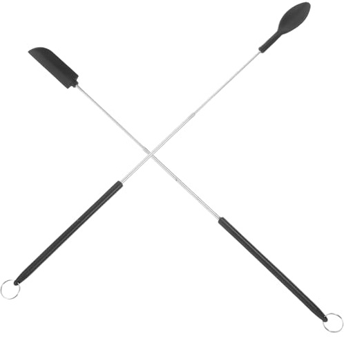 VANZACK Mini Espátula Telescópica de Silicona Negra 2 Piezas Mango Extensible Raspador Multifuncional para Hornear y Cuchara para Mermelada Utensilios de Cocina Compactos y Ligeros para
