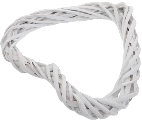 MAGICLULU White Rattan Heart Wreath 20Cm – Handwoven Wicker Grapevine Hoop Frame for Wedding, Valentine’S Day, Rustic Flower Garland Decoration
