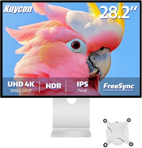 Kuycon Monitor P10 da 28 pollici FHD (3840x2560) 4K, pannello IPS nero, 16,70 milioni di colori, 99% sRGB, 8 ms, HDR10, G-Sync FreeSync, contrasto 1200:1 (Minimalista - con supporto)
