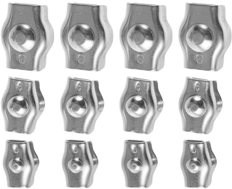 HIAKDOFT Morsetti per Cavi in Acciaio Inox 304, Clip di Bloccaggio per Funi Metalliche, Set 12 Pezzi (m5, M6, M8) per Utilizzo Marittimo, Progetti All’aperto e Manutenzione Industriale
