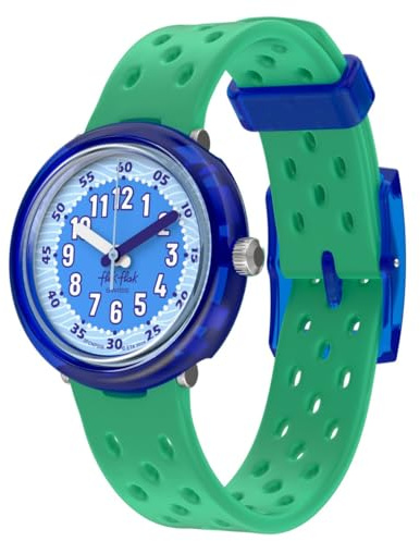 Flik Flak Unisex-Kinderuhr, lässig, grün, bio-sourced Quarz, wasserdicht, Fizz in Waves