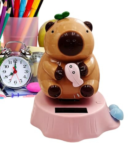 Figure da cruscotto – statuette di Capybara oscillante solare, ornamento per auto con testa che scuote con design , accessorio decorativo, divertente gadget per interni per conducente, SUV