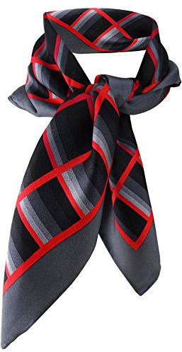 TigerTie Damen Satin Designer Nickituch in rot anthrazit grau schwarz gemustert - 100% Seide - Gr. 53 x 53 cm