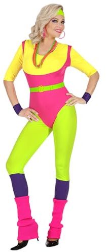 W WIDMANN MILANO Party Fashion - Aerobic Trainerin Kostüm Set | 80er-Jahre-Outfit mit Overall, Gürtel sowie Schweißbändern für Stirn und Handgelenke, Karneval und Mottoparty