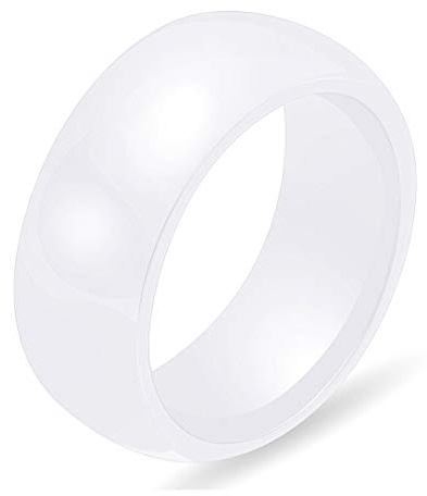 PAURO Damen Klassisch Engagement Hochzeit Band Ringe Keramik