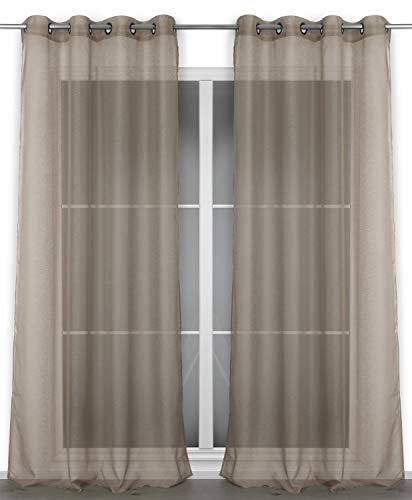 BEAUTEX Vorhang mit Ösen 140x240 cm (Farbe Wählbar) transparente Gardine, Dolly (Taupe)