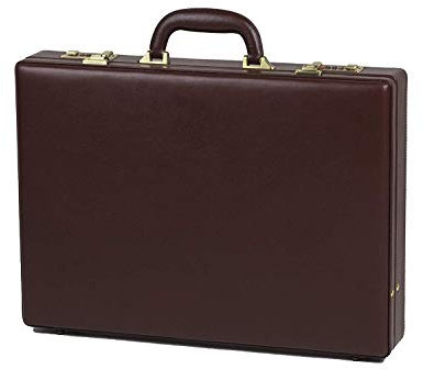 Quindici Genuine Leather Attache Case Business Briefcase Twin Combintion Locks Cognac