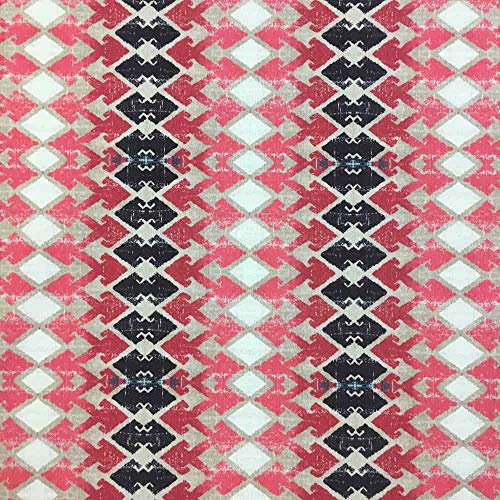 Kt KILOtela - Halbpanama Dekostoff - Digitaldruck - 280 cm breite - Meterware ab 0,5 m - Preis gilt für 0,5 m | Vertikale Ränder - Pink, Schwarz, Weiß