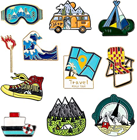 11 Stück Emaille Pin Abzeichen Brosche Pins Abzeichen Metall-Abzeichenstifte Modisches Accessoire für Teenagerinnen Geeignet für Kleidung Taschen Jacken DIY Crafts (Go Wild)