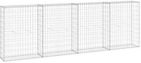 vidaXL Gabion Wall with Covers Outdoor Patio Garden Cage Planter Border Stone Basket Retaining Wall Fence Galvanised Steel 300x30x100 cm
