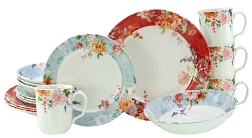 CreaTable, 22498, Serie Crimson, 16-teiliges Geschirrset, Kombiservice aus Steingut, spülmaschinen- und mikrowellengeeignet, Qualitätsproduktion