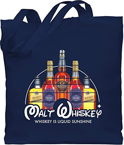 Baumwolltasche - Party & Alkohol Damen - Malt Whiskey - Unisize - Navy Blau - tasche sauf jutebeutel alki lange henkel saufen stoffbeutel trinken jutesäckchen trinksprüche beutel trinkspruch