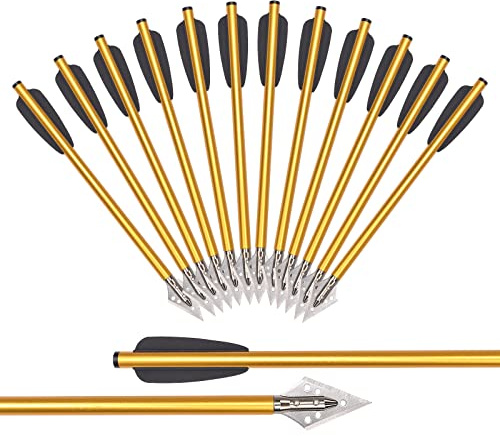 NIKA ARCHERY Perno de Ballesta Flechas de Aluminio de 6.3 con Punta Ancha para Pistola de 50-80 LBS Flechas de Ballesta de Objetivo de precisión Ballesta de Pistola