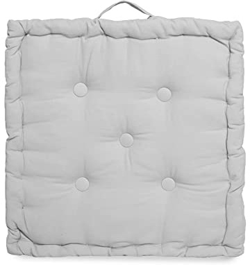 Roseley 100% Cotton Seat Booster Chair Pad 45 x 45cm Thick Sofa Armchair Seat Cushion Firm Support Adults Elderly Pregnancy Pets Chunky Dining Cushion [Silver]