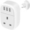 UK to US Adaptor Plug, USA Travel Adapter with 3 USB Ports, American Thailand Mexico Colombia Grounded Charger, Iroussa 4 in 1 Plug Adapter from UK to USA for iPhone, iPad, Android, Samsung (Type B)