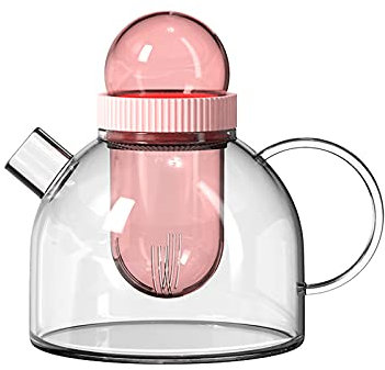Carafe d'eau Pichet de filtre à ménage avec couvercle Verre créative Bouteille d'eau froide à haute température Théière à haute température for la maison, restaurant, café Carafes (Color : Roze)