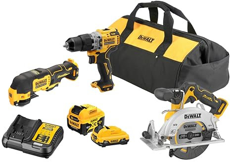 DEWALT DCK318P1D1 12v XR Cordless Brushless 3 Piece Power Tool Kit 1 X 2ah & 1 x 5ah Li-ion