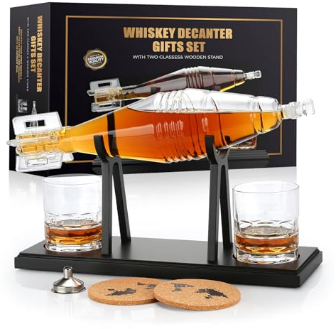 Sovyime Caraffa da whisky, 800 ml, con 2 bicchieri, decanter e bicchieri da whisky, regalo per uomini, papà, compleanno o Natale