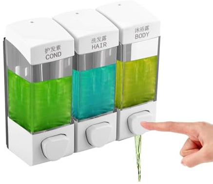 Seifenspender Wandbefestigung 350ml x 3 Kammer Badezimmer Conditioner Spender, Duschspender, Seifenspender dusche Für Toilette, Badezimmer, Hotel