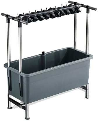 TRGCJGH Soporte para escoba y trapeador, Con Lavabo, organizador de suministros de limpieza para cochera, jardín(90cm/35.4in,16 Slots and 20 Hooks)