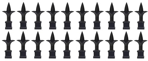 Puntale per staccionata in ferro battuto con estremità a lancia, 1,9 cm, nero, in plastica nera (63 cm, 1,9 cm)