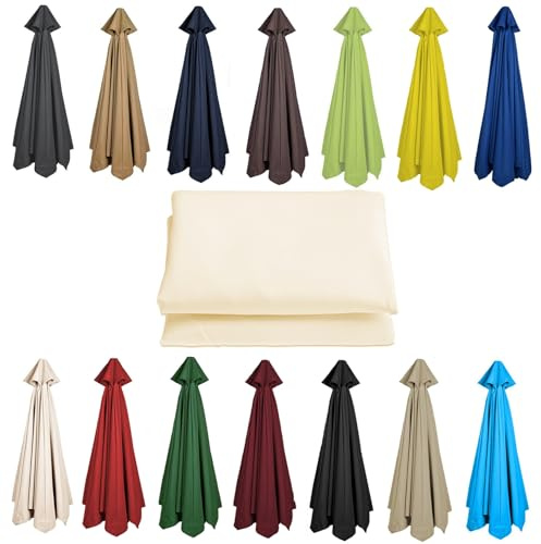 CMJYMX 2M 2.7M 3M Umbrella Replacement Parasol Canopy, UV50+, Waterproof, 6/8 Ribs Sun Umbrella Replacement Cloth Garden Canopy Cover Replacement Cover (Color : Off-white, Size : 8 ribs-3m(9.8ft))