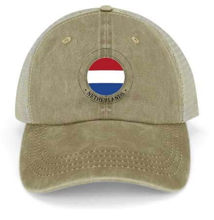 Yelolyio Outdoor Cap Herren Mesh Back Ballcap Niederlande Flagge Baumwolle Caps Niederlande Caps Baseball Caps Angeln Hüte Mesh Caps Outdoor Sport Caps Khaki, khaki, 1-5