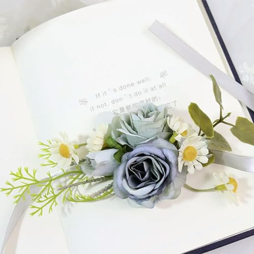 KPVVPEOX Ansteckblume für Hochzeit, Ansteckblume für Herren, Blumennadeln, künstliche Seidenrose, Ansteckblume für Handgelenk, Trauzeugen, Braut, Hochzeitszubehör, 01 Ansteckblume