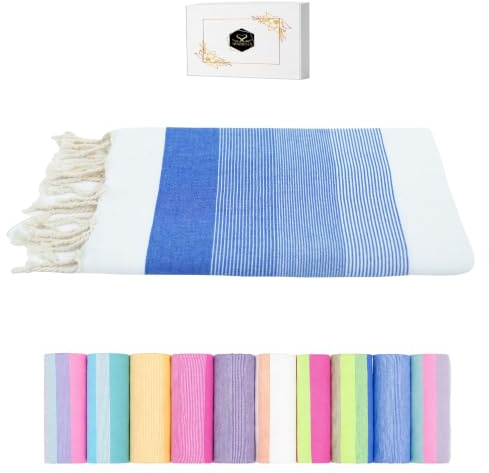 Sandrella Hamamtuch Sauna Damen & Herren groß 100x200 Baumwolle Strandtuch Decke Pestemal | blau